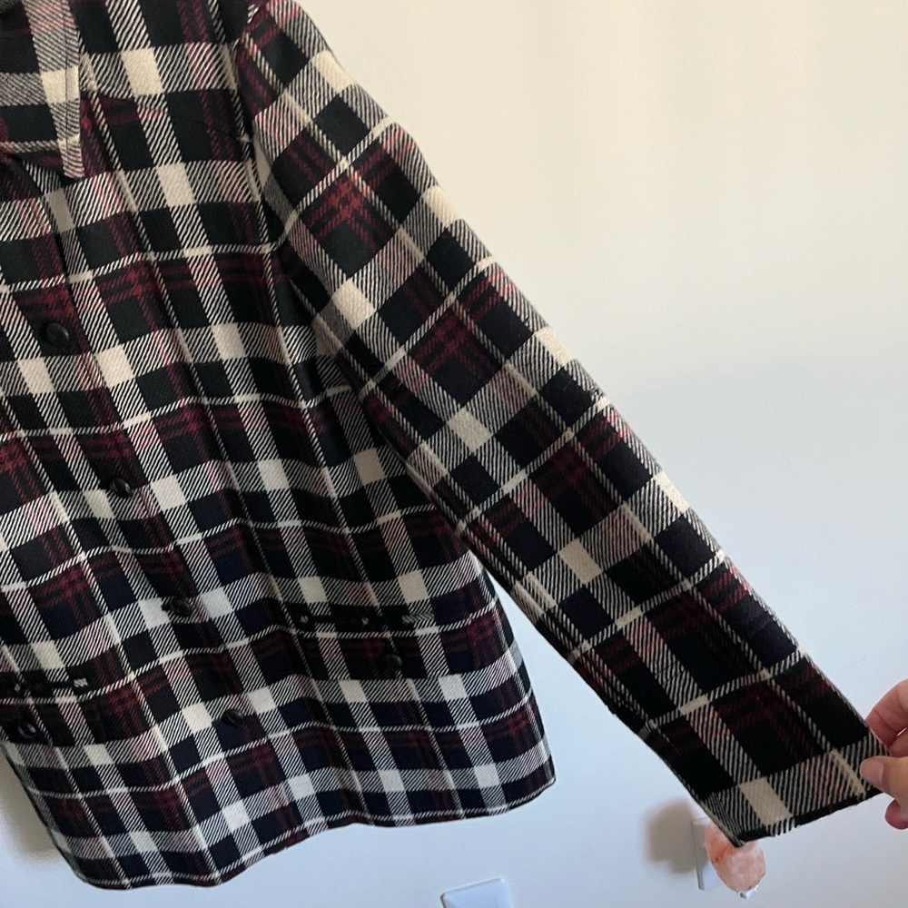 VTG Harve Benard Plaid Wool Tweed Cabin Core Black/Red Chore/Barn Coat Sz 12 GUC - Picture 4 of 16